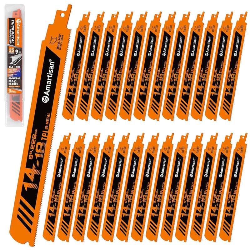 Amartisan Bi-Metal Reciprocating Saw Blade ((25-Piece) M42 Cobalt Bi-Metal Sawzall Blades) - Image 1